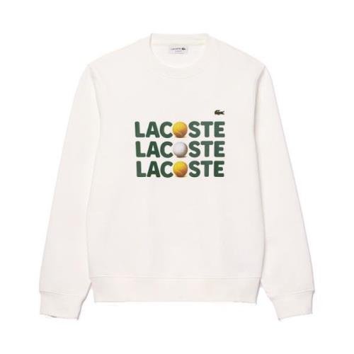 Sportieve Grafische Katoenen Trui Lacoste , White , Heren