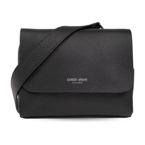 Schoudertas met logo Giorgio Armani , Black , Heren