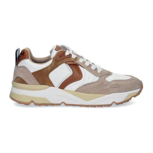 Beige Sneakers met Suède en Leer Voile Blanche , Multicolor , Heren