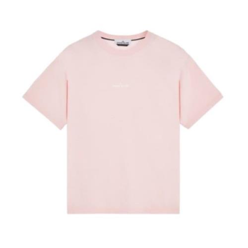 Korte Mouw Logo T-shirt Stone Island , Pink , Heren