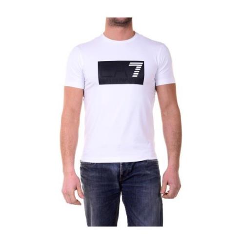 Casual Logo Print T-Shirt Emporio Armani EA7 , White , Heren
