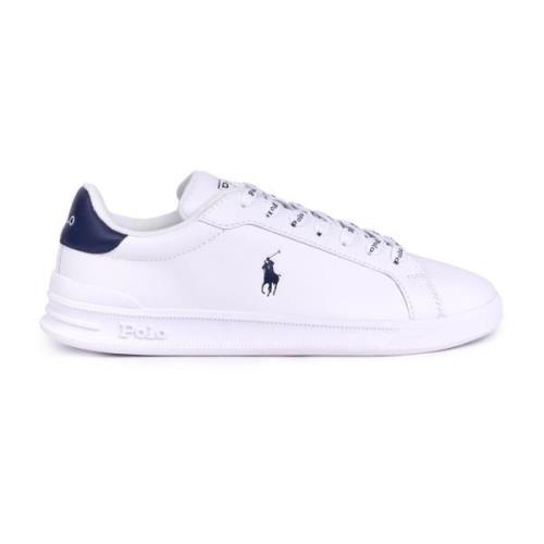Wit Newport Navy Leren Sneakers Polo Ralph Lauren , White , Heren