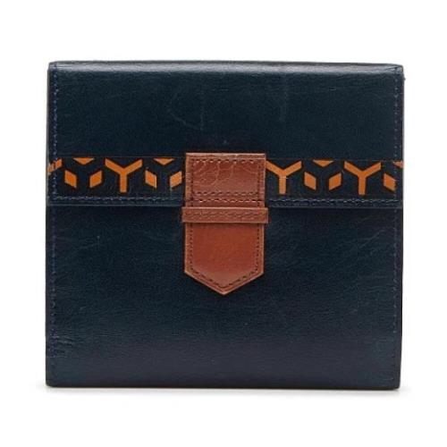 Pre-owned Leather wallets Yves Saint Laurent Vintage , Blue , Dames