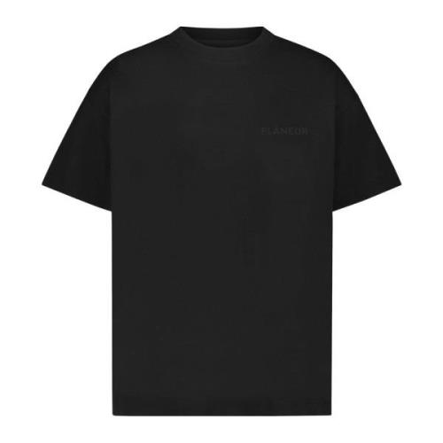 Heren Tonal Logo T-Shirt Zwart Flaneur Homme , Black , Heren