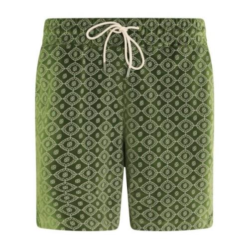 Groene Monogram Shorts Drole de Monsieur , Green , Heren