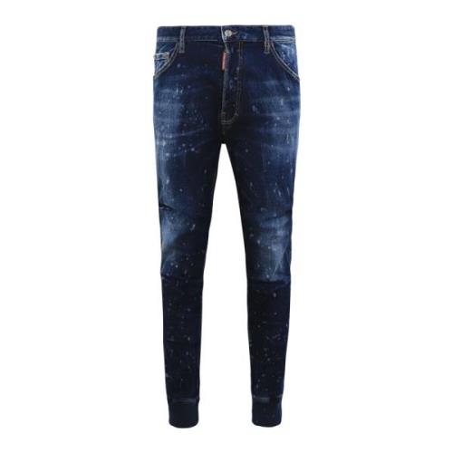 Heren Track Denim Pants Blauw Dsquared2 , Blue , Heren