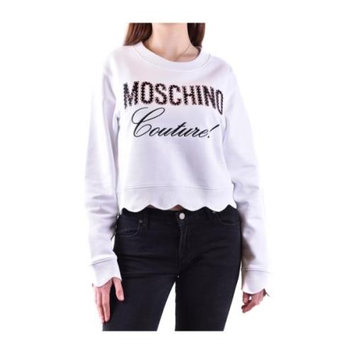 Witte Katoenen Sweatshirt Ss22 Moschino , White , Dames