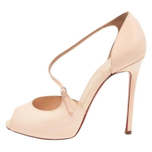 Pre-owned Leather sandals Christian Louboutin Pre-owned , Pink , Dames