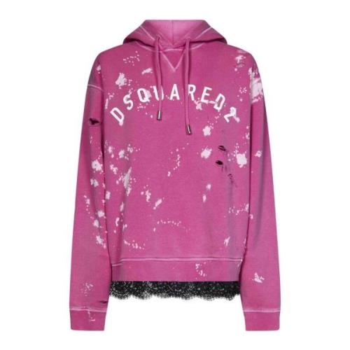 Roze Logo Print Hoodie Dsquared2 , Pink , Dames