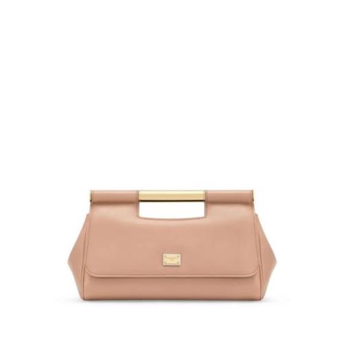 Beige Vitello Plonge Handtas Dolce & Gabbana , Beige , Dames