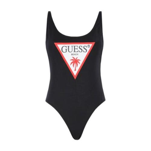 Badpak met logo print Guess , Black , Dames