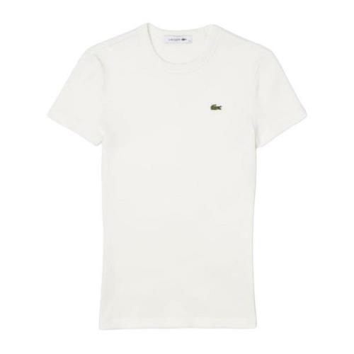 Casual Katoenen T-shirt voor vrouwen Lacoste , White , Dames