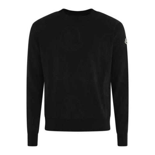 Heren Crew Neck Sweater Zwart Moncler , Black , Heren