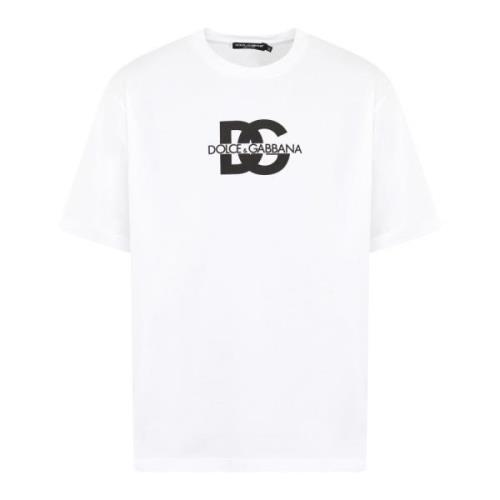 Heren DG logo print T-Shirt Wit Dolce & Gabbana , White , Heren