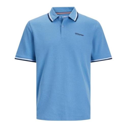 Contrast Gestreept Logo Print Polo Shirt Jack & Jones , Blue , Heren