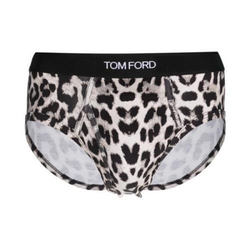 Animal Print Laagbouw Stretch Katoenen Ondergoed Tom Ford , Beige , He...