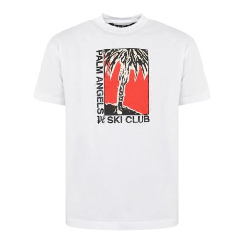 Heren Ski Club T-Shirt Wit Palm Angels , White , Heren