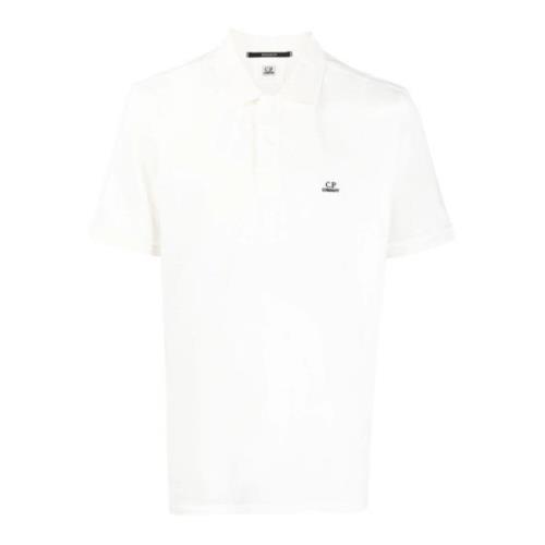 Witte Katoenen Poloshirt met Logo C.p. Company , White , Heren