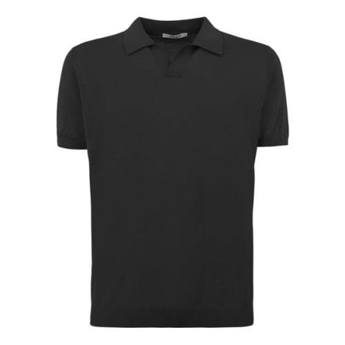 Zijde & Katoen Zwarte Polo Shirt Kangra , Black , Heren