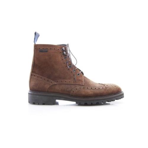 Klassieke Cognac Suède Brogue Boot Van Bommel , Brown , Heren