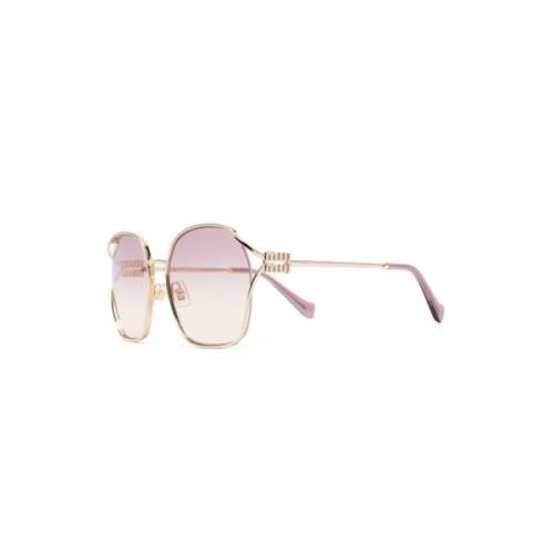 Gouden Zonnebril met Originele Hoes Miu Miu , Pink , Dames