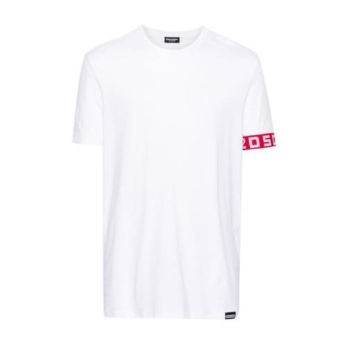 Witte Crewneck Logo T-shirt Dsquared2 , White , Heren