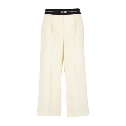 Cropped Trousers Msgm , White , Dames