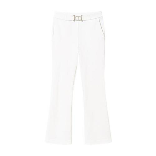 Cropped Trousers Twinset , White , Dames
