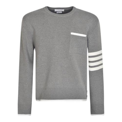 Lichtgrijze 4-Bar Gestreepte Sweatshirt Thom Browne , Gray , Heren