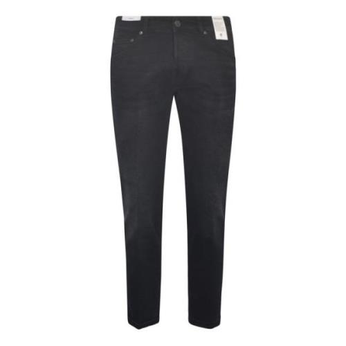 Zwarte Slim-Fit Low-Rise Jeans PT Torino , Black , Heren