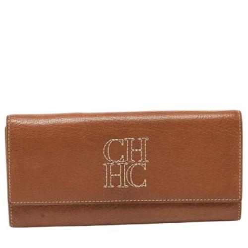 Pre-owned Leather wallets Carolina Herrera Pre-owned , Brown , Dames