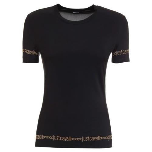 Zwarte T-shirt en Polo Collectie Just Cavalli , Black , Dames