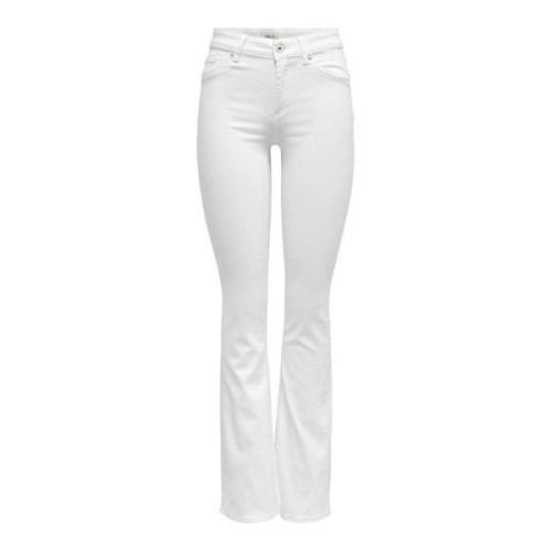Flared Denim Jeans Only , White , Dames