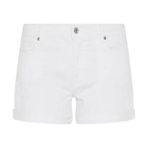Witte Mid-Rise Denim Shorts 7 For All Mankind , White , Dames