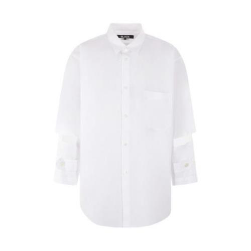 Witte Katoenen Shirt met Cut-Out Mouwen Comme des Garçons , White , He...