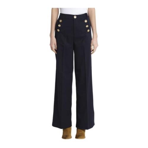 Marineblauwe Wollen Broek Scotch & Soda , Blue , Dames