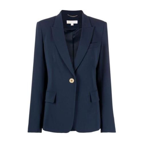 Blauwe Crepe Blazer met Enkele Knoopsluiting Michael Kors , Blue , Dam...