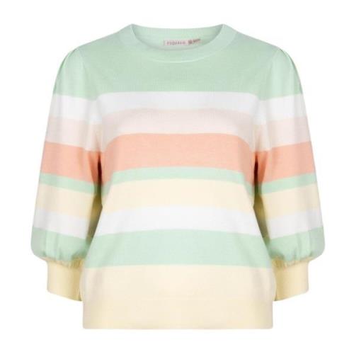 Esqualo pullover Sweater stripes Sp24.07024/357 pistache Esqualo , Mul...