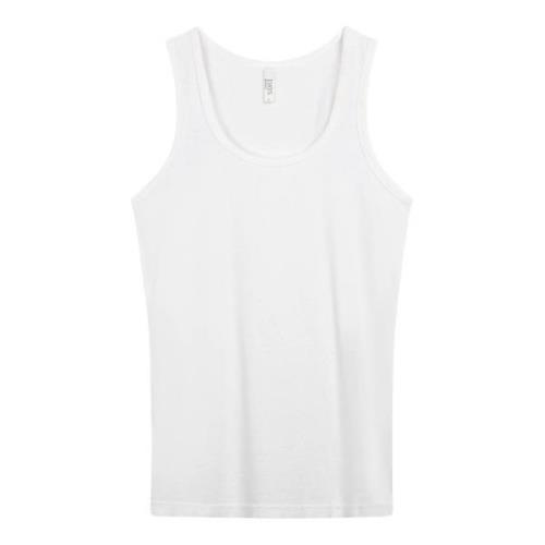 Katoen Linnen T-shirt met Rechte Snit 10Days , White , Dames