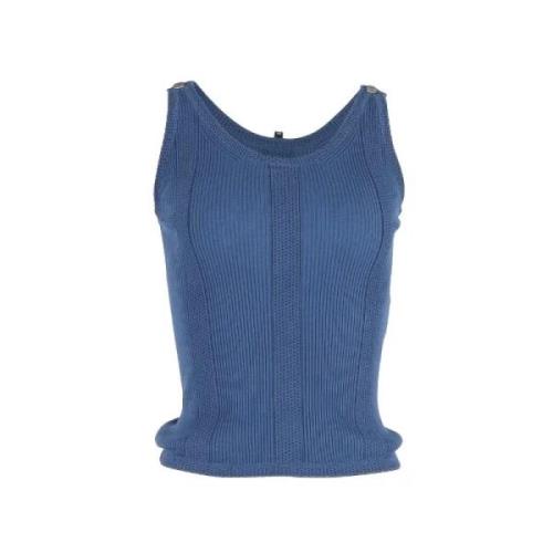 Pre-owned Cotton tops Chanel Vintage , Blue , Dames