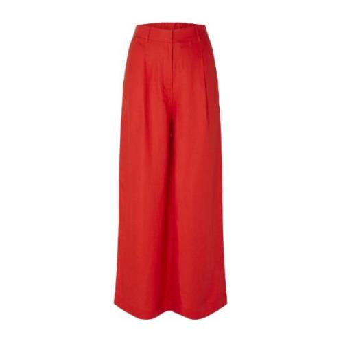 Wide Trousers Selected Femme , Red , Dames