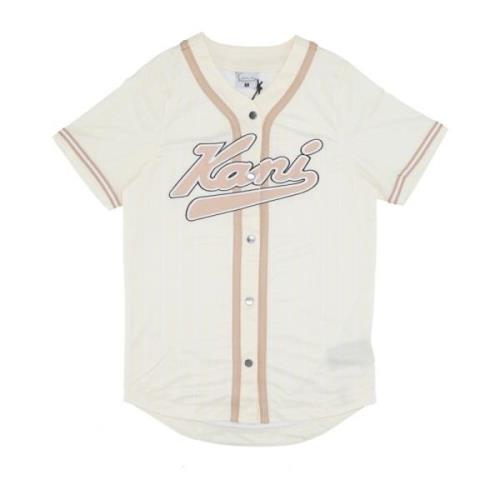 Pinstripe Baseball Shirt Off White Karl Kani , White , Dames