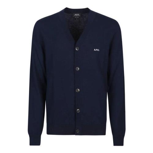 Donkerblauwe Curtis Cardigan A.p.c. , Blue , Heren