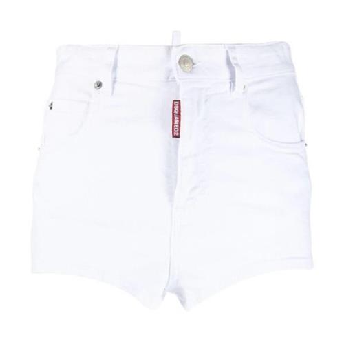 Witte Denim Casual Shorts Dsquared2 , White , Dames