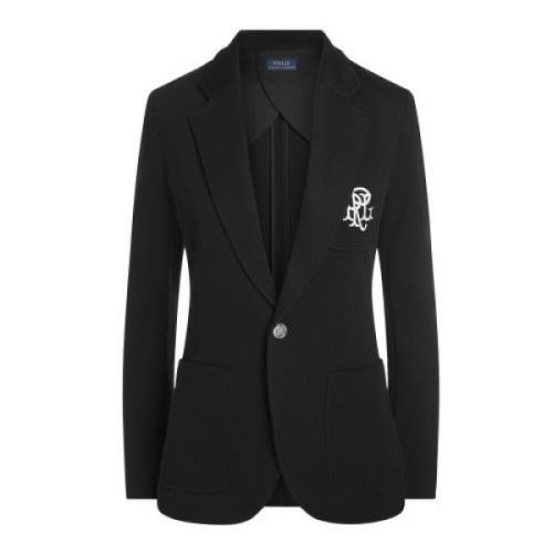 Dubbel Gebreid Jacquard Blazer Jas Polo Ralph Lauren , Black , Dames