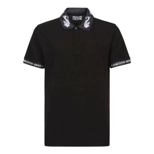 Zwart Waterverf Kraag Polo Shirt Versace Jeans Couture , Black , Heren