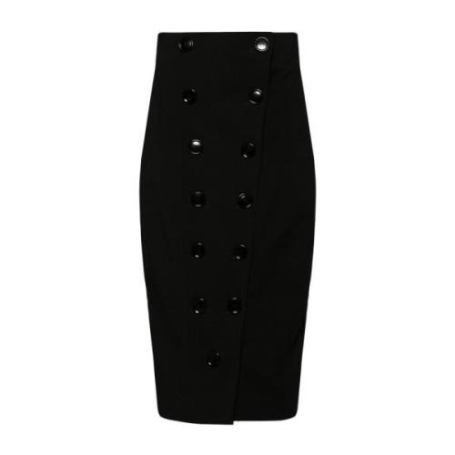 Zwarte Stretch Wollen Pencil Rok Alaïa , Black , Dames