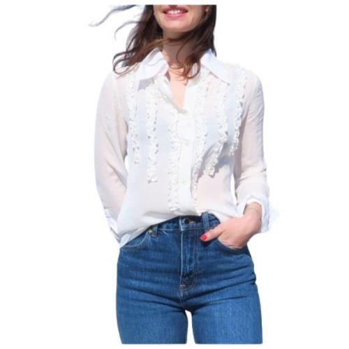 Nicole Gerimpelde Viscose Blouse Mason's , White , Dames