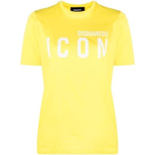 Gele Casual Dames T-Shirt Dsquared2 , Yellow , Dames