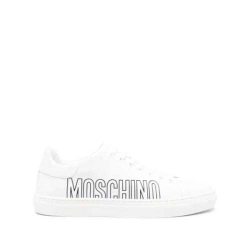 Witte Leren Casual Sneakers Moschino , White , Heren